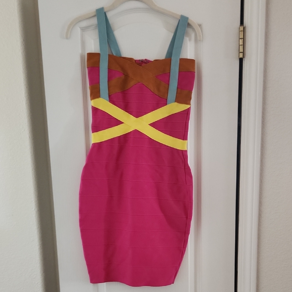 Pink Bodycon Mini Dress, Size Medium